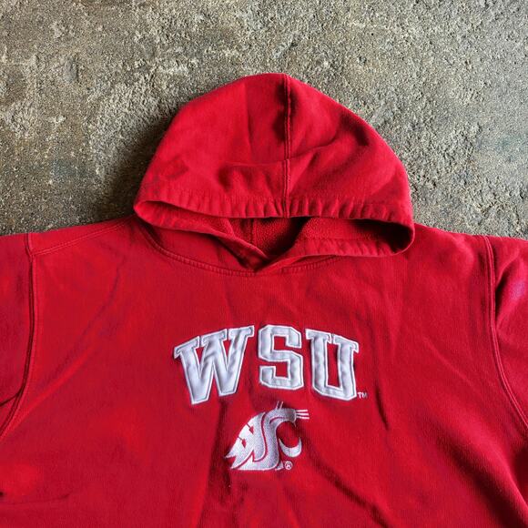 Washington State Cougars WSU Cropped Hoodie Sweatshirt Womens XL Red Adidas Gym - Picture 2 of 9
